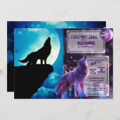 お月さまに向かって遠吠えする狼 招待状 (正面/裏面)