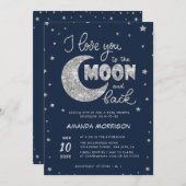 お月さまのベビーシャワーの招待にあなたをお気に入りください 招待状 (正面/裏面)