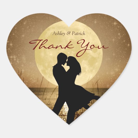 お月さまへ飛んでお礼結婚ステッカー ハートシール (正面)
