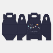 お月を超えた少年ベビーシャワーの招待状、宇宙銀河 フェイバーボックス (見開き)