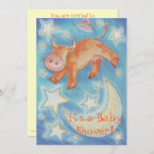 お月を超えてのベイビーシャワーの招待状 招待状 (正面/裏面)