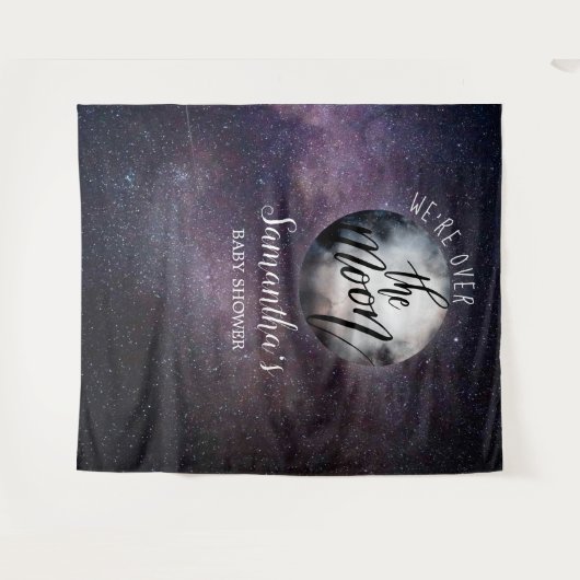 お月を超えて ウォーターカラー ベビーシャワー タペストリー (正面(横))