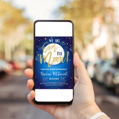 お月を超えて ギャラクシー スペースをテーマにしたベビーシャワー 招待状