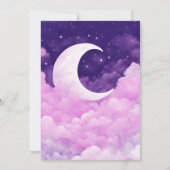 お月を超えて パープル ピンクのベビーシャワー 招待状 (裏面)