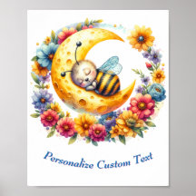 お月様で眠るかわいい赤ちゃんハチ