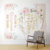 お月様と星の優しい花の女の子のウェルカム タペストリー (インサイチュ(横))