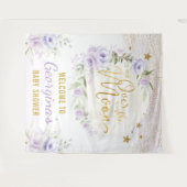 お月様と星の紫の花の女の子の歓迎 タペストリー (正面(横))