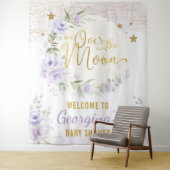 お月様と星の紫の花の女の子の歓迎 タペストリー (インサイチュ)