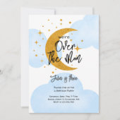 お月様に夢中な輝くお月様の子供の誕生日 招待状 (正面)