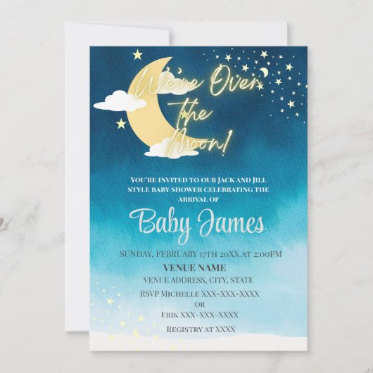 お月様に夢中!ブルーナイトスカイ招待状 招待状 (正面)