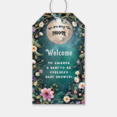 お月様の夜のピンクの花の赤ちゃん女の子 ギフトタグ (正面)