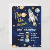 お月様へ行く宇宙飛行士 2歳の誕生日 招待状 (正面)