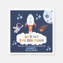 お月様へ飛び立つ少年 宇宙ロケット 2歳の誕生日 スタンダードカクテルナプキン