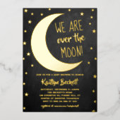 お月様をこえて | ベビーシャワー 本物の箔押し 招待状 (正面)