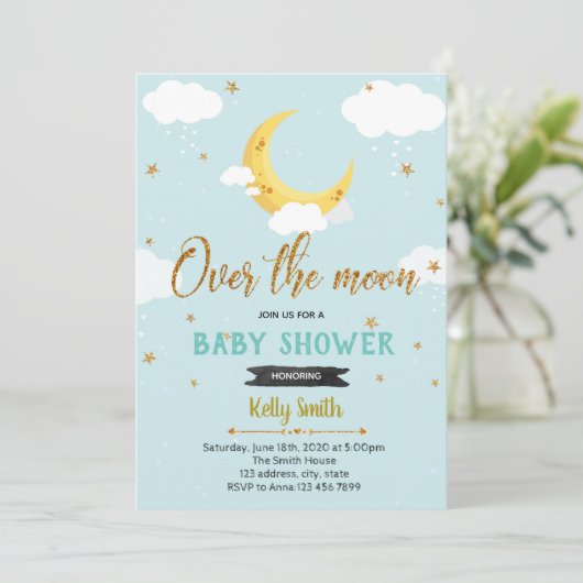 お月様を超えたシャワーパーティーの招待状 招待状 (スタンド正面)