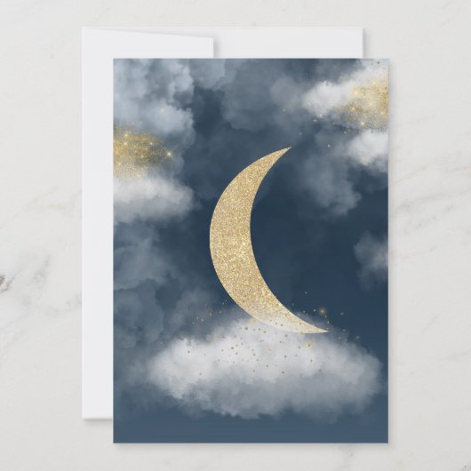 お月様を超えたベイビーシャワーの招待状 招待状 (裏面)