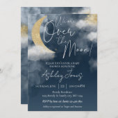 お月様を超えたベイビーシャワーの招待状 招待状 (正面/裏面)