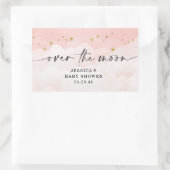 お月様を超えてピンクの女の子のベビーシャワー 長方形シール (バッグ)