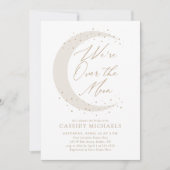 お月様を超えて アイボリーとゴールドのブライダルシャワー 招待状 (正面)