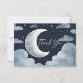 お月様を超えて ギャラクシー ベビーシャワー 感謝カード 招待状 (正面)