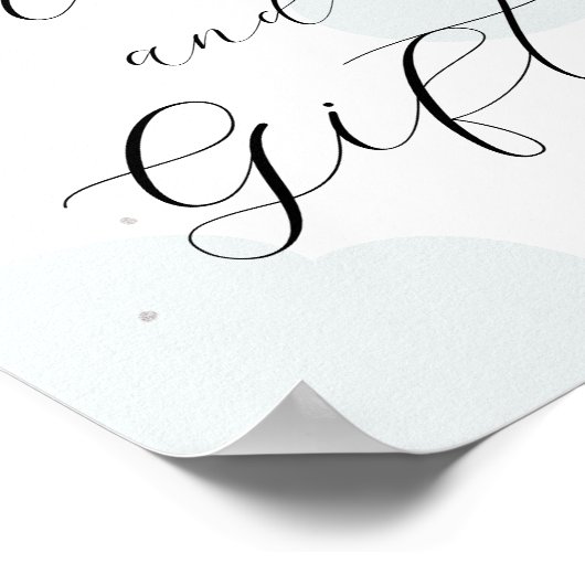 お月様を超えて シルバーとブルーのカードとギフト サイン (角)