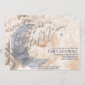 お月様を超えて ベイビー ボーイ シャワーのご招待 招待状 (正面/裏面)