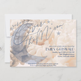 お月様を超えて　ベイビー　ボーイ　シャワー　ご招待 招待状