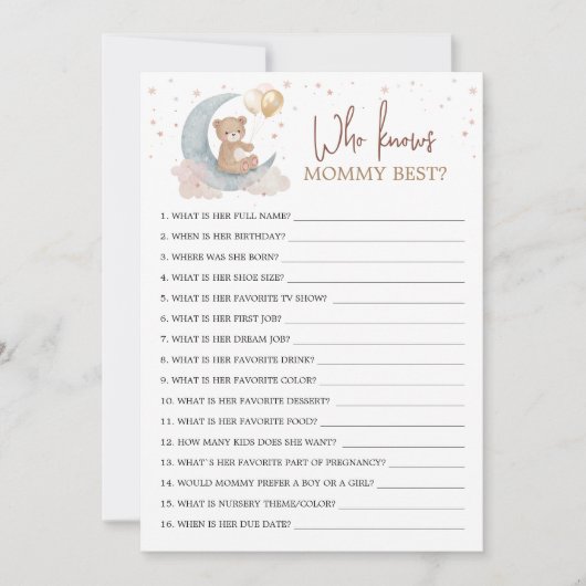 お月様を超えて ママが一番わかる ゲームカード 招待状 (正面)