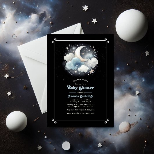 お月様を超えて 天の赤ちゃんのシャワーパーティー 招待状