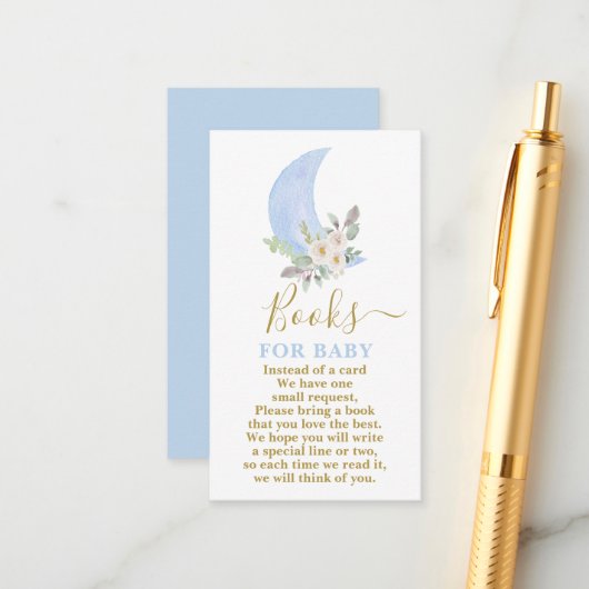 お月様を超えて 本 赤ちゃん男の子 カード (正面/裏面インサイチュ)