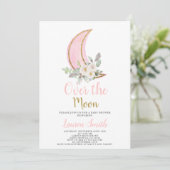 お月様を超えて 赤ちゃん歓迎会 女の子の招待状 招待状 (スタンド正面)