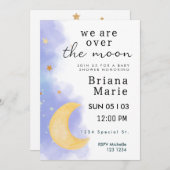 お月様を飛び越えるベイビーシャワーの招待状 招待状 (正面/裏面)