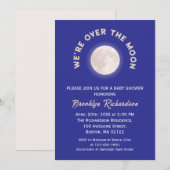 お月様を飛び越える楽しさ！性別問わず楽しめるベビーシャワー 招待状 (正面/裏面)