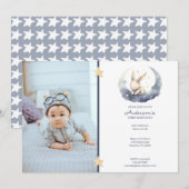 お月見の日にぴったりなキュートな赤ちゃんウサギの子供の誕生日 招待状 (正面/裏面)