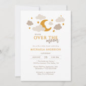 お月見 現代風 ニュートラルなベビーシャワーのお知らせ 招待状 (正面)