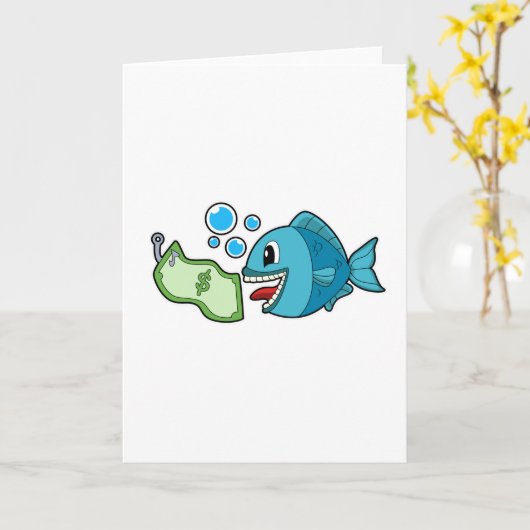 お札と魚 カード (黄色い花)