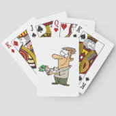 お札を切る面白い漫画の男 トランプ (裏面)