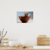 お椀に寝る子猫 ポスター (キッチン)