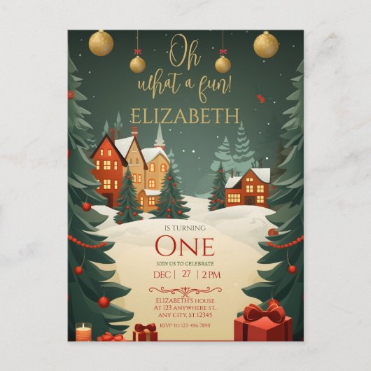 お楽しみなクリスマス 誕生日おめでとう  ポストカード (正面)