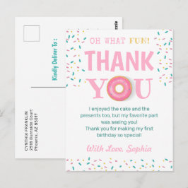 お楽しみのドーナツ誕生日パーティーありがとう ポストカード