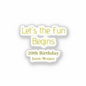 お楽しみはこれから 20歳の誕生日 イエロー ブルー 編集 シール (正面)