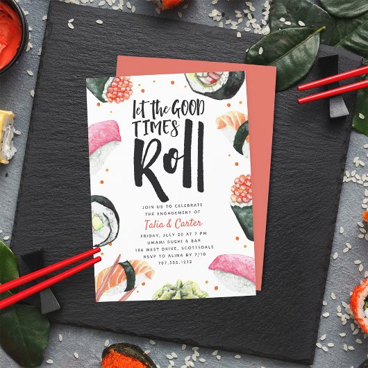 お楽しみを始めましょう | 寿司エンゲージメントパーティー 招待状