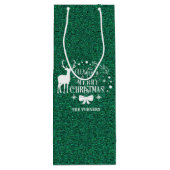 お楽しみクリスマスグリーングリッターモノグラム ワインギフトバッグ (裏面)