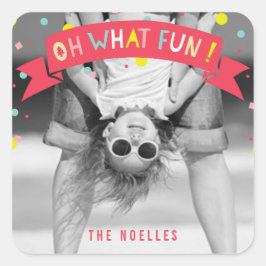 お楽しみバナー カラフルな紙吹雪ドット写真 スクエアシール