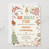 お楽しみ！ クリスマス・クッキー1歳の誕生日パーティー 招待状 (正面)