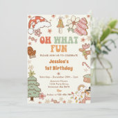 お楽しみ！ クリスマス・クッキー1歳の誕生日パーティー 招待状 (スタンド正面)