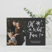 お楽しみ！ ブラックカリグラフィー スノーフレーク フォト シーズンカード (スタンド正面)