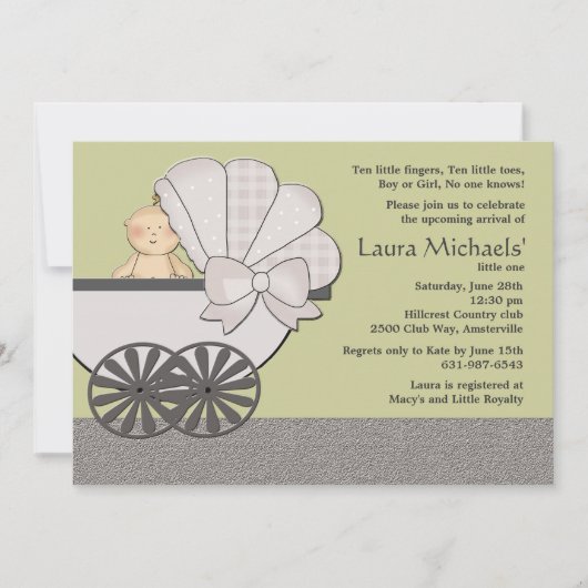 お楽しみ(背景色を選んで)ベビーシャワー 招待状 (正面)