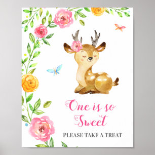 お楽しみOh Deer Pink Baby Girl 1st Birthday ポスター