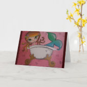 お楽しむ前の人魚の誕生日！-誕生日 カード (黄色い花)